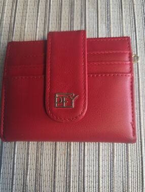 Red Leather Card Holder with Gold PFY Logo